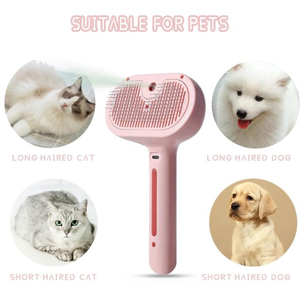 3-in-1 Steam Pet Brush for Cats Dogs, Steam Cat Brush for Shedding & Grooming Comb for Massage, Clean and Removing Loose Hair, Multifunctional Hair Removal Comb with Spray (1PC White, Soft comb)
