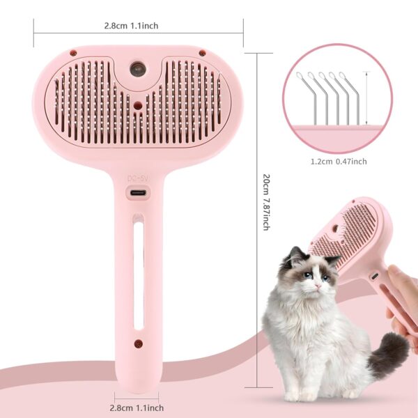 3-in-1 Steam Pet Brush for Cats Dogs, Steam Cat Brush for Shedding & Grooming Comb for Massage, Clean and Removing Loose Hair, Multifunctional Hair Removal Comb with Spray (1PC White, Soft comb)